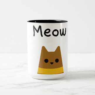 Bicolor Hermoso Gato Marrón Minimalista Miau Taza de Café