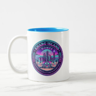 Bicolor Hogares de la Isla de Kharg Irán Vaporwave Taza