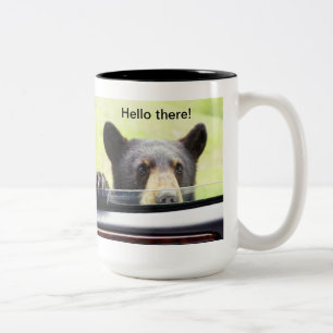 Bicolor "Hola allí!" Taza del oso negro