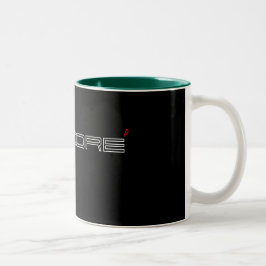 Bicolor James taza indicada con letras roja y negra de