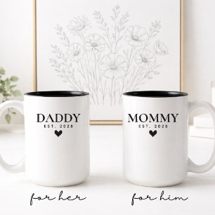 Bicolor Juego de taza personalizada para mamá y papá para