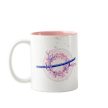 Katana de Tinta Azul y Taza de Flor de Cerezo / Sa