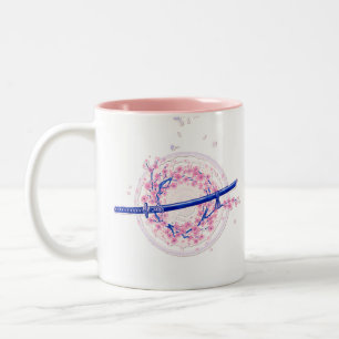 Bicolor Katana de Tinta Azul y Taza de Flor de Cerezo / Sa