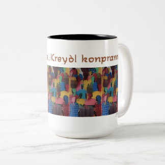 Bicolor Kreyòl Pale, Kreyòl Konprann | Taza con proverbio 