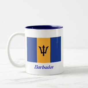 Bicolor La bandera de la taza de café de Barbados