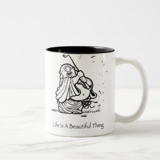 Bicolor La vida es una taza de café hermosa de Buda de la