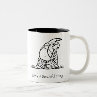 Bicolor La vida es una taza de café hermosa de Buda de la