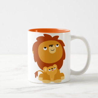 Bicolor León del papá del dibujo animado lindo y taza