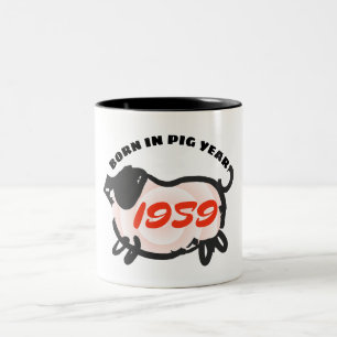 Bicolor Llevado en la taza china 1959 del zodiaco del