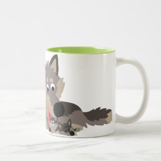 Bicolor Lobo del papá del dibujo animado y taza lindos de