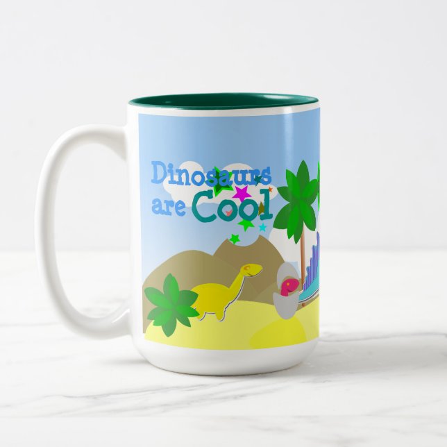 Bicolor Los dinosaurios son taza conocida fresca (Izquierda)