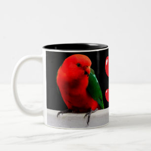 Bicolor Los loros de rey en la taza de dos tonos de amor