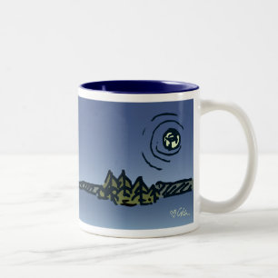 Bicolor Luna sobre la taza de la isla de la comida