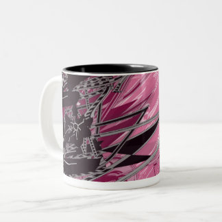 Bicolor Magenta Neon Geometría — Taza de Arte Abstracto