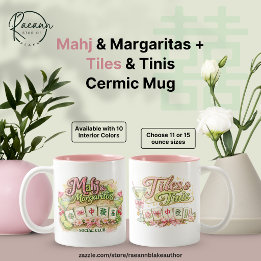 Bicolor Mahj & Margaritas + Tiles & Tinis Taza de Cerámica