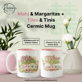 Bicolor Mahj & Margaritas + Tiles & Tinis Taza de Cerámica