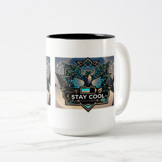 Bicolor "Mantén la Calma – Taza con Diseño Geométrico de A
