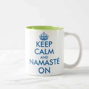 Bicolor Mantén la calma y Namasté en taza de meditación de