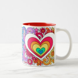 Bicolor ♥ maravilloso psicodélico de la taza del amor del