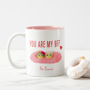 Bicolor Mejor amigo rosado bestial cumpleaños taza de café