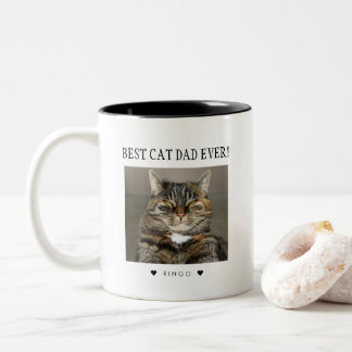 Bicolor Mejor papá gato jamás taza personalizada con foto 