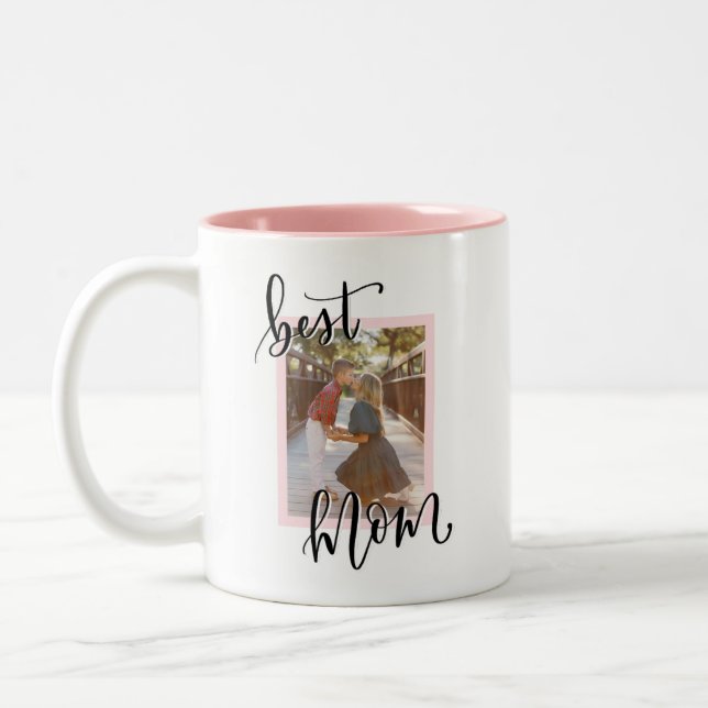 Bicolor MEJOR taza personalizado MOM con imagen (Izquierda)