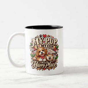 Bicolor Mi Cachorro Mi Taza Lugar Feliz Amante de Perros