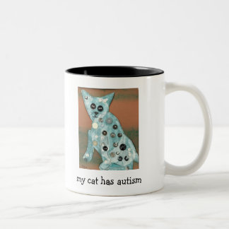 Bicolor Mi gato tiene taza del autismo