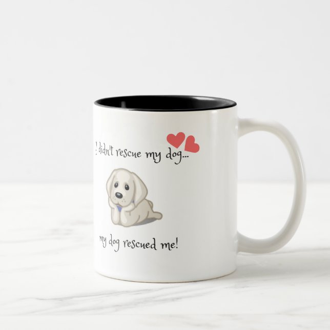 Bicolor Mi perro me rescató taza (Derecha)