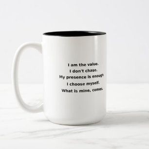 Bicolor Mi valor no es negociable   Taza de amor propio y 