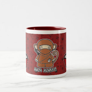 Bicolor ¡Mono de Ninja! Con la taza del cuenco de arroz