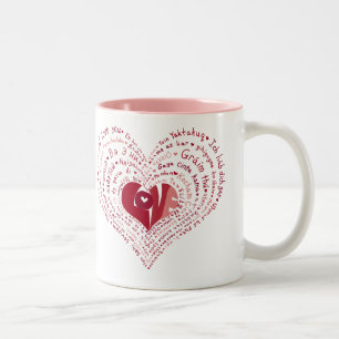 Bicolor Muchas idiomas de la taza del amor