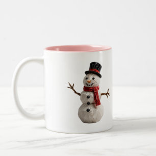 Bicolor Muñeco de nieve de origami con taza de bufanda