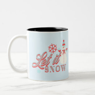 Bicolor Muñeco de Nieve Retro Deja que Nieve Taza de Café