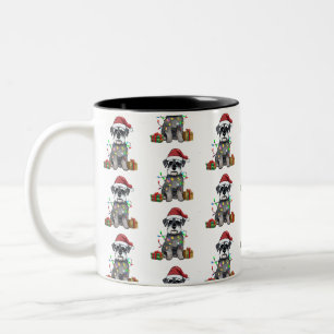 Bicolor Navidades de Schnauzer en la taza de café