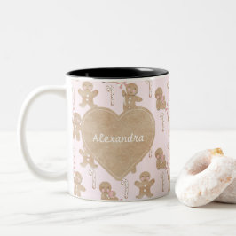 Bicolor Navidades Gingerbread taza rosa