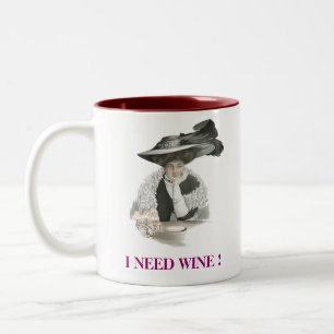 Bicolor ¡Necesito Vino! Taza