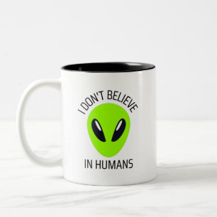 Bicolor No Creo en los Humanos Taza de Café