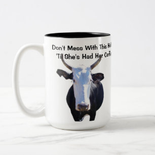 Bicolor No ensucie con esta taza divertida de la vaca de