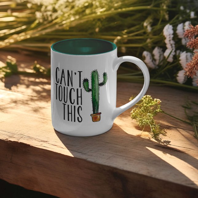 Bicolor No se puede tocar esta taza de cactus (Subido por el creador)
