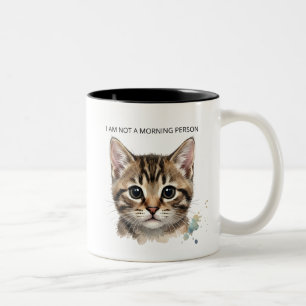 Bicolor No Soy Una Persona Mañanera Taza De Gato Divertida