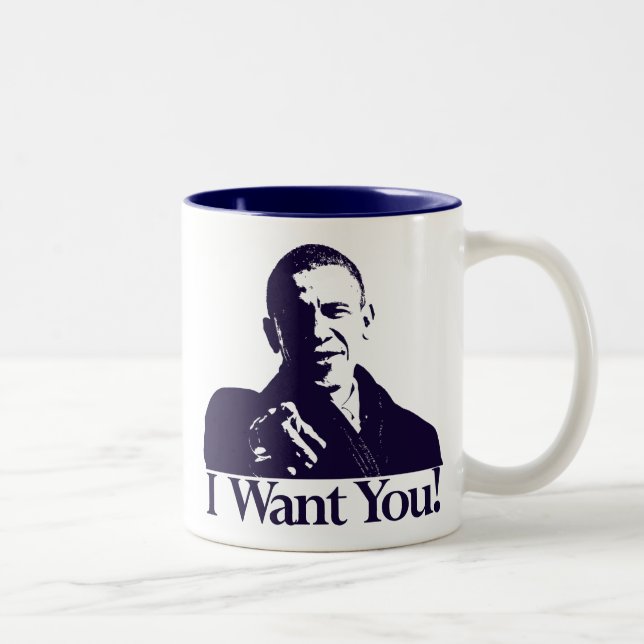 Bicolor ¡Obama I le quiere! Taza (Derecha)