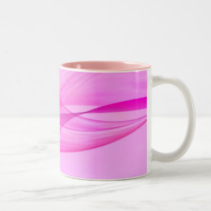 Bicolor Ondas abstractas en taza de cerámica rosa