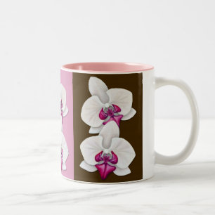 Bicolor Orquídeas en rosado, púrpura y marrón - taza