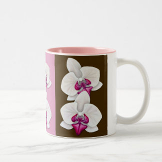 Bicolor Orquídeas en rosado, púrpura y marrón - taza