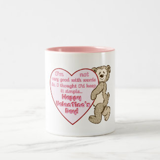 Bicolor Oso feliz del el día de San Valentín con la taza