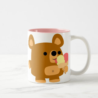 Bicolor Oso lindo del dibujo animado con las bolas:) taza