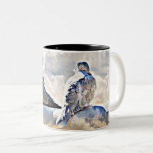 Bicolor Palomas en la taza de café de los cielos/taza
