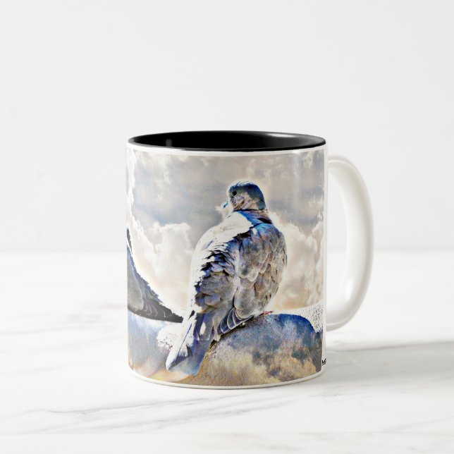 Bicolor Palomas en la taza de café de los cielos/taza (Anverso derecho)