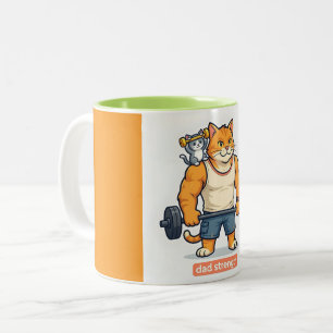 Bicolor Papa Fuerza - Taza divertida para papá gato de gim